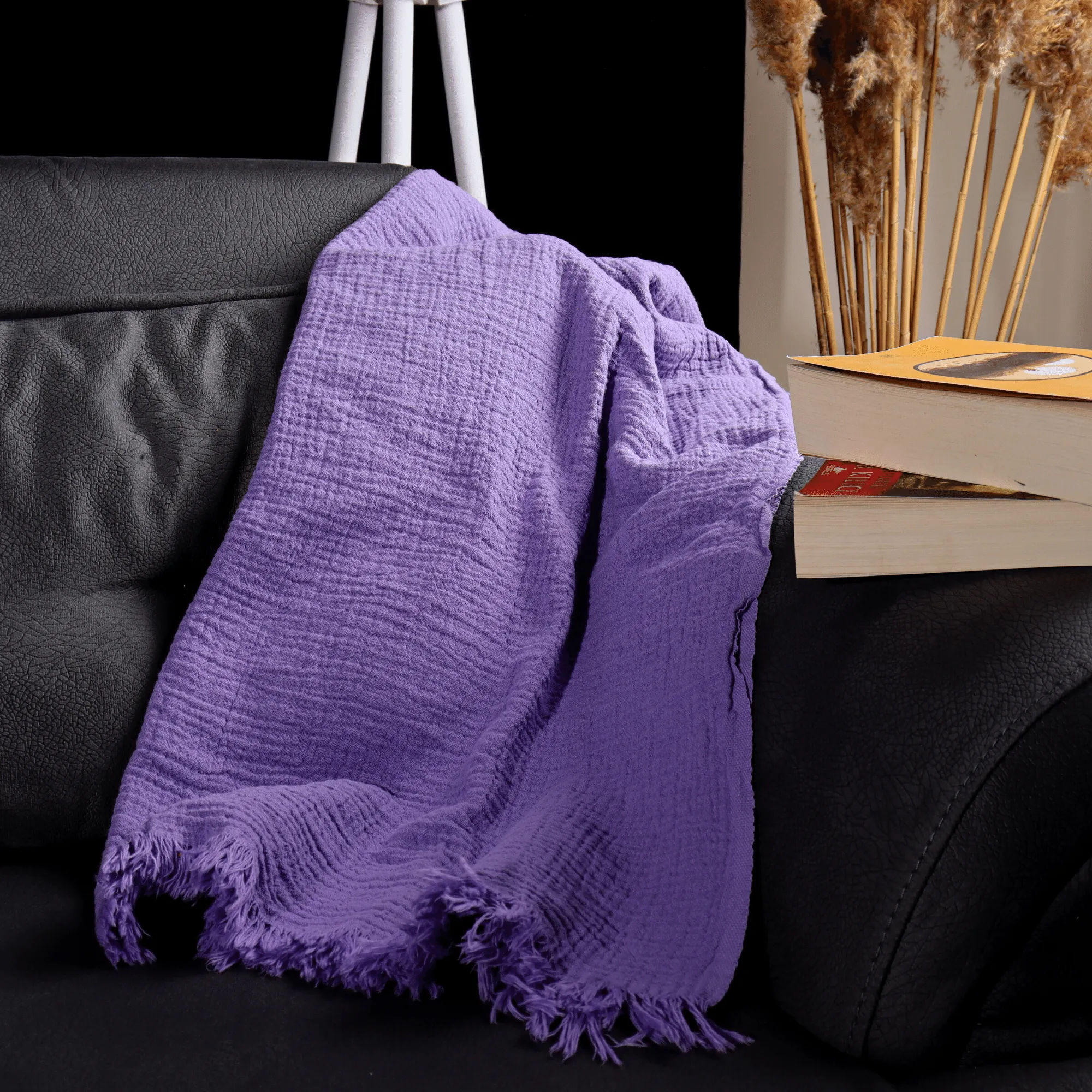 Purple Muslin Throw Blankets