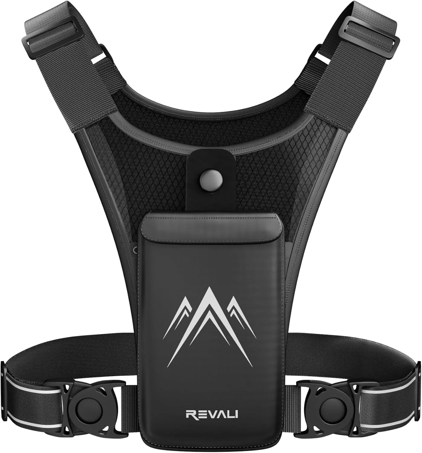 REVALI Running Vest for Men Women, USA Patent, Ultralight Reflective Running Vest Phone Holder Chest Pack for Hiking Cycling
