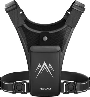 REVALI Running Vest for Men Women, USA Patent, Ultralight Reflective Running Vest Phone Holder Chest Pack for Hiking Cycling