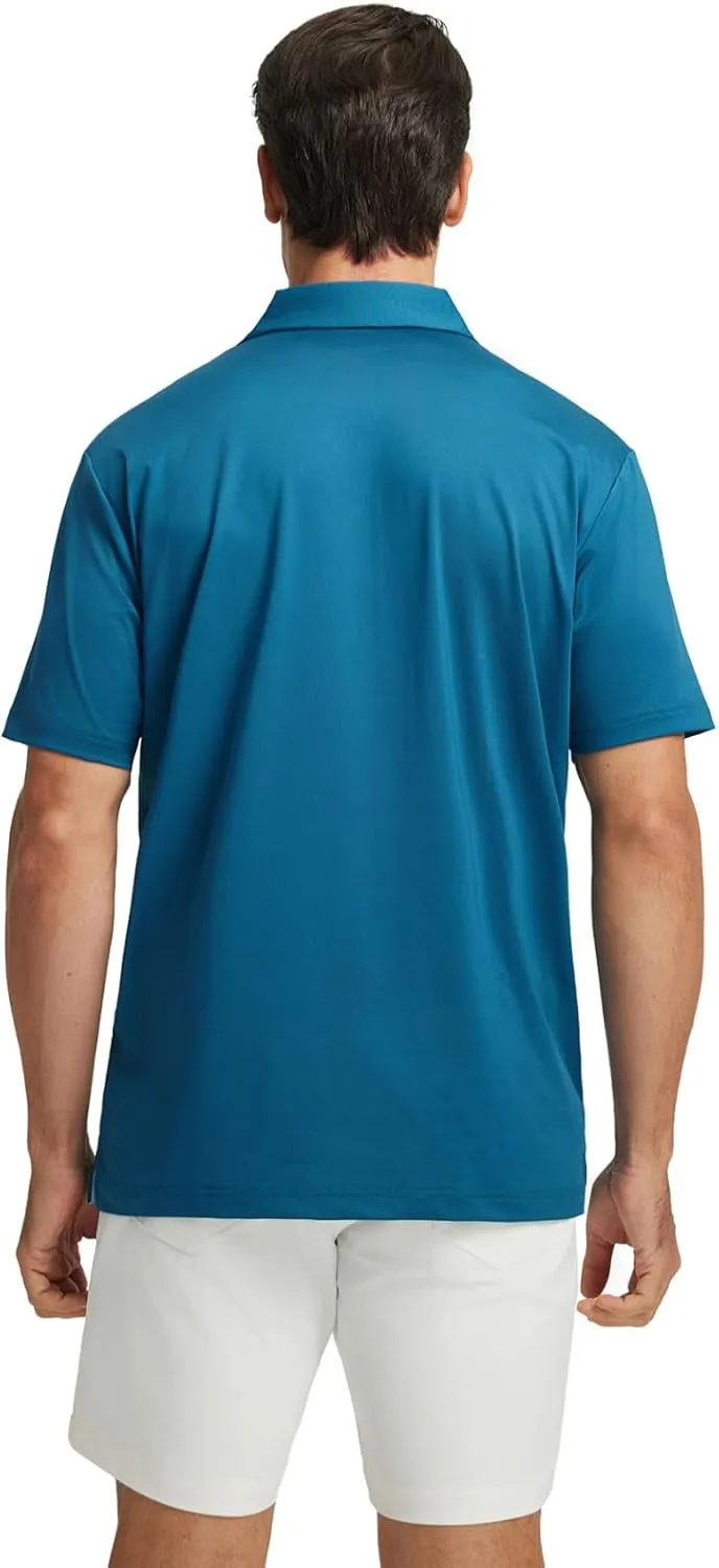 Rouen Mens Polo Shirts Short Sleeve Dry Fit Lightweight Performance Casual Athletic Striped Print Golf Shirts for Men