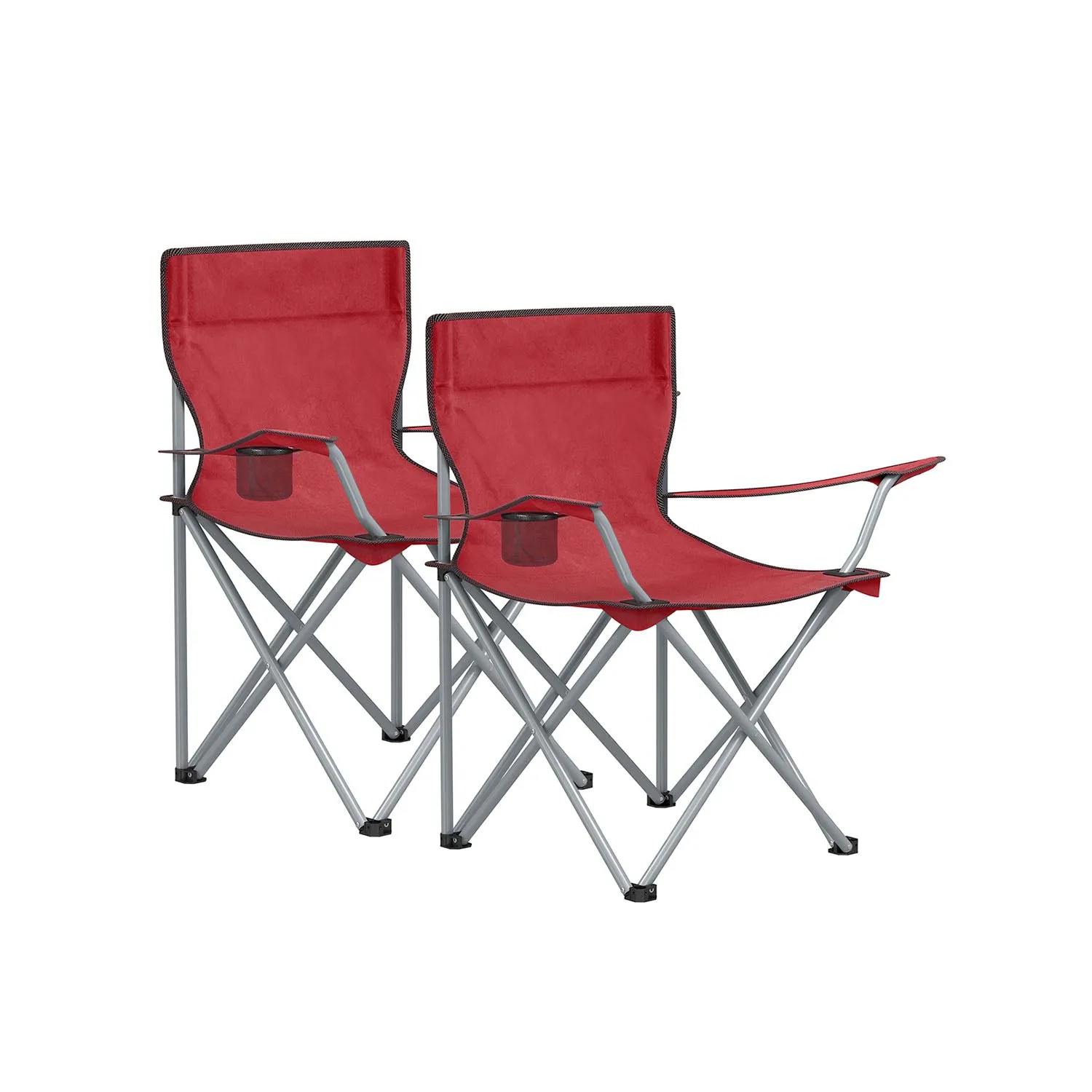 Set of 2 Portable Camping Chairs with Armrest