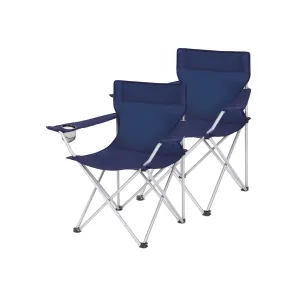 Set of 2 Portable Camping Chairs with Armrest