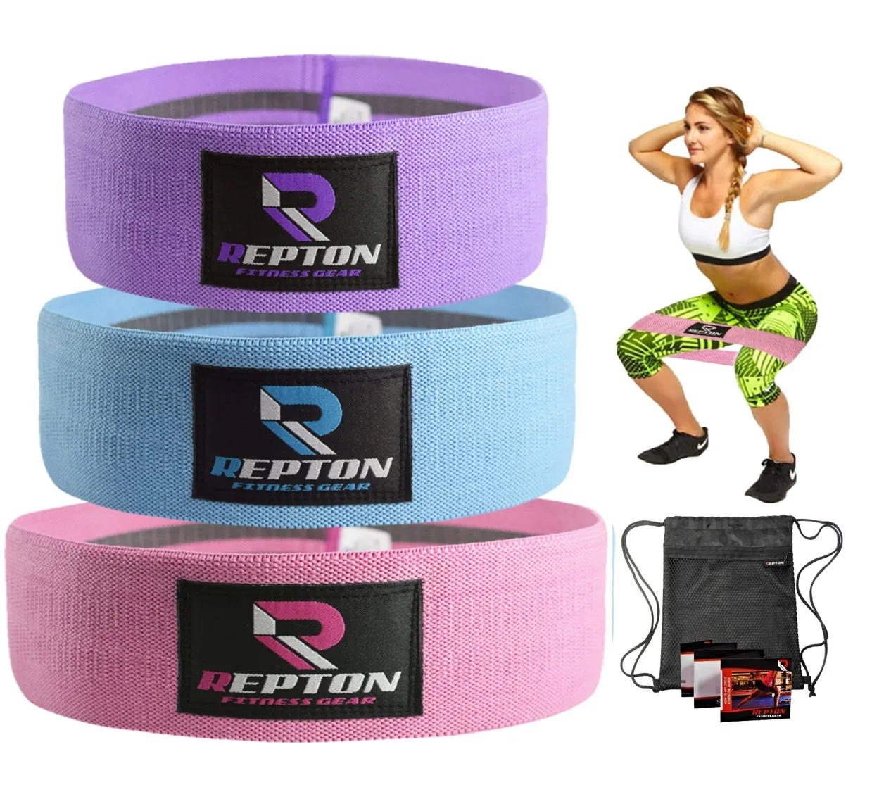 Set Of 3 Resistance Bands HIP CIRCLE Glute Leg Squat Exercise Strength Booty Band NonSlip