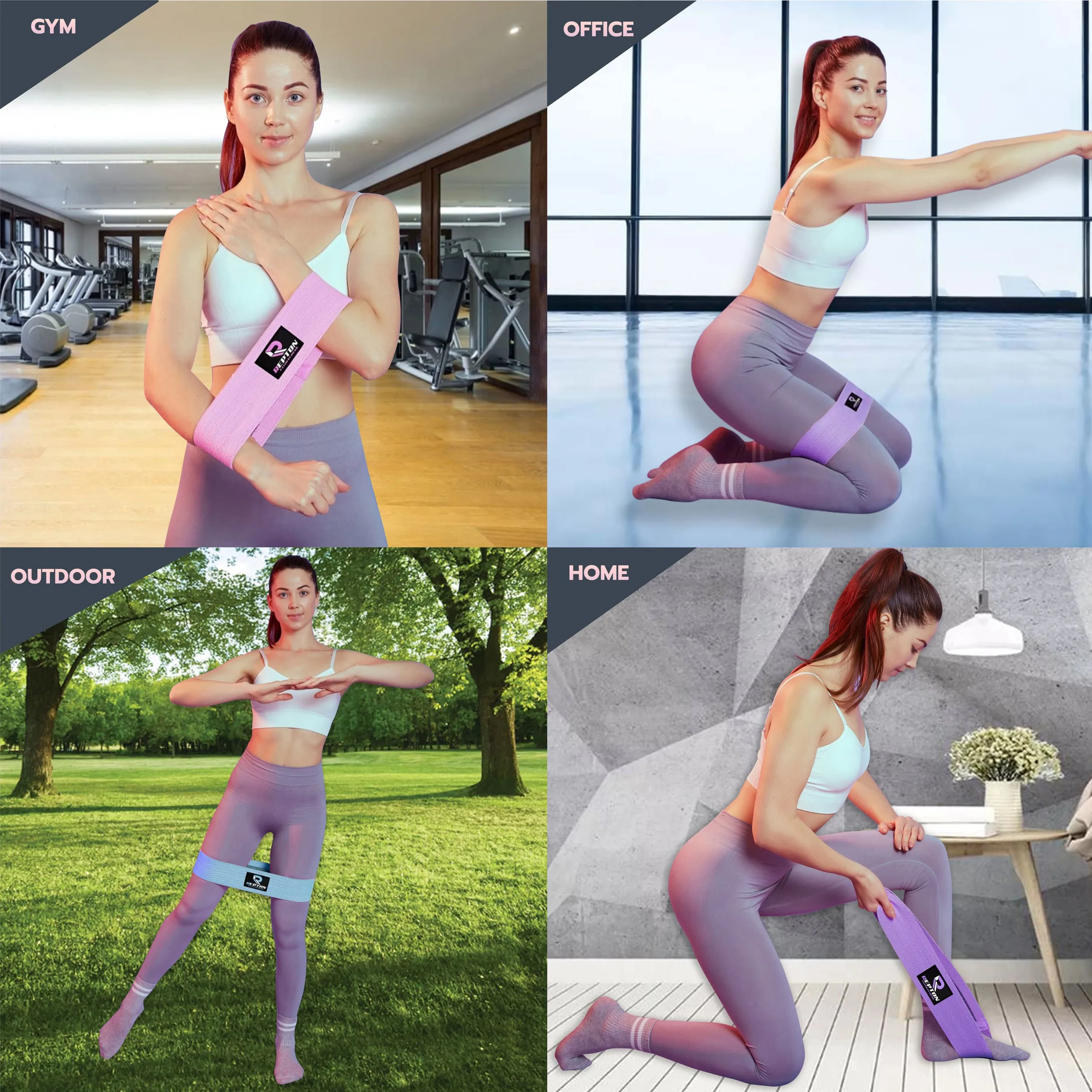Set Of 3 Resistance Bands HIP CIRCLE Glute Leg Squat Exercise Strength Booty Band NonSlip