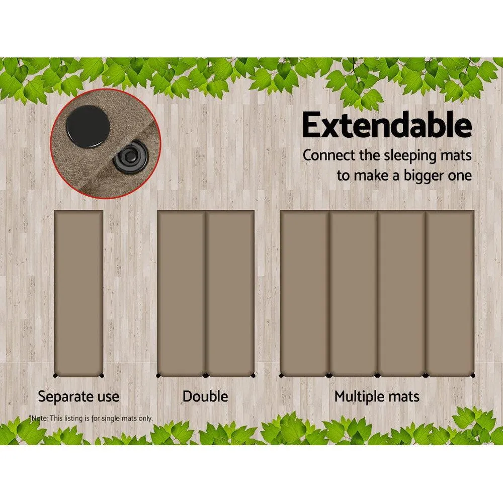 Single Size Self Inflating Mattress Mat Joinable 10CM Thick  Coffee