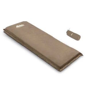 Single Size Self Inflating Mattress Mat Joinable 10CM Thick  Coffee