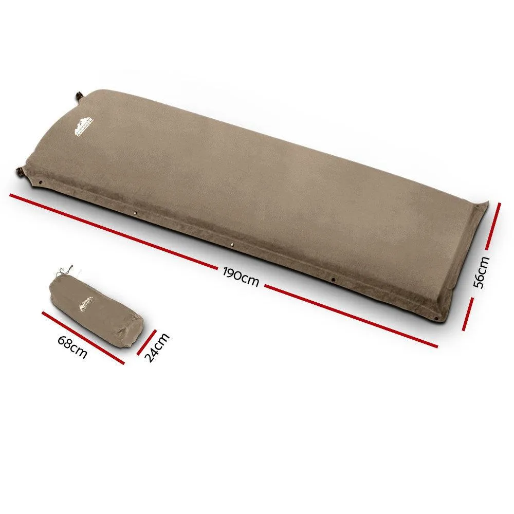 Single Size Self Inflating Mattress Mat Joinable 10CM Thick  Coffee