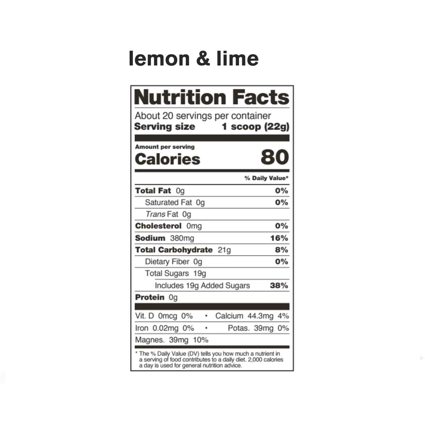 Sport Hydration Drink Mix, Lemons and Limes, 20 Serving Resealable Pouch