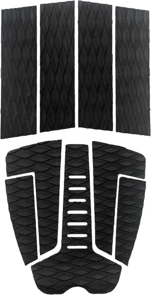 Surfboard Traction Pads Set, 7Pcs/9 Pieces EVA Pads for Front and Back, Adjustable with 3 Adhesive, Fits All Board Sizes (Black-B)