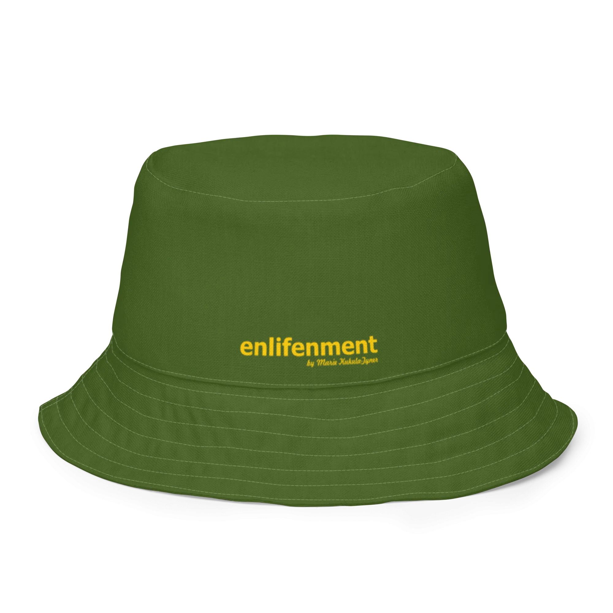 The FLOWER LOVE Collection - "Butterfly Beauty" Design Premium Reversible Bucket Hat - Dark Green Inside - Beach Hat, Gifts for Her