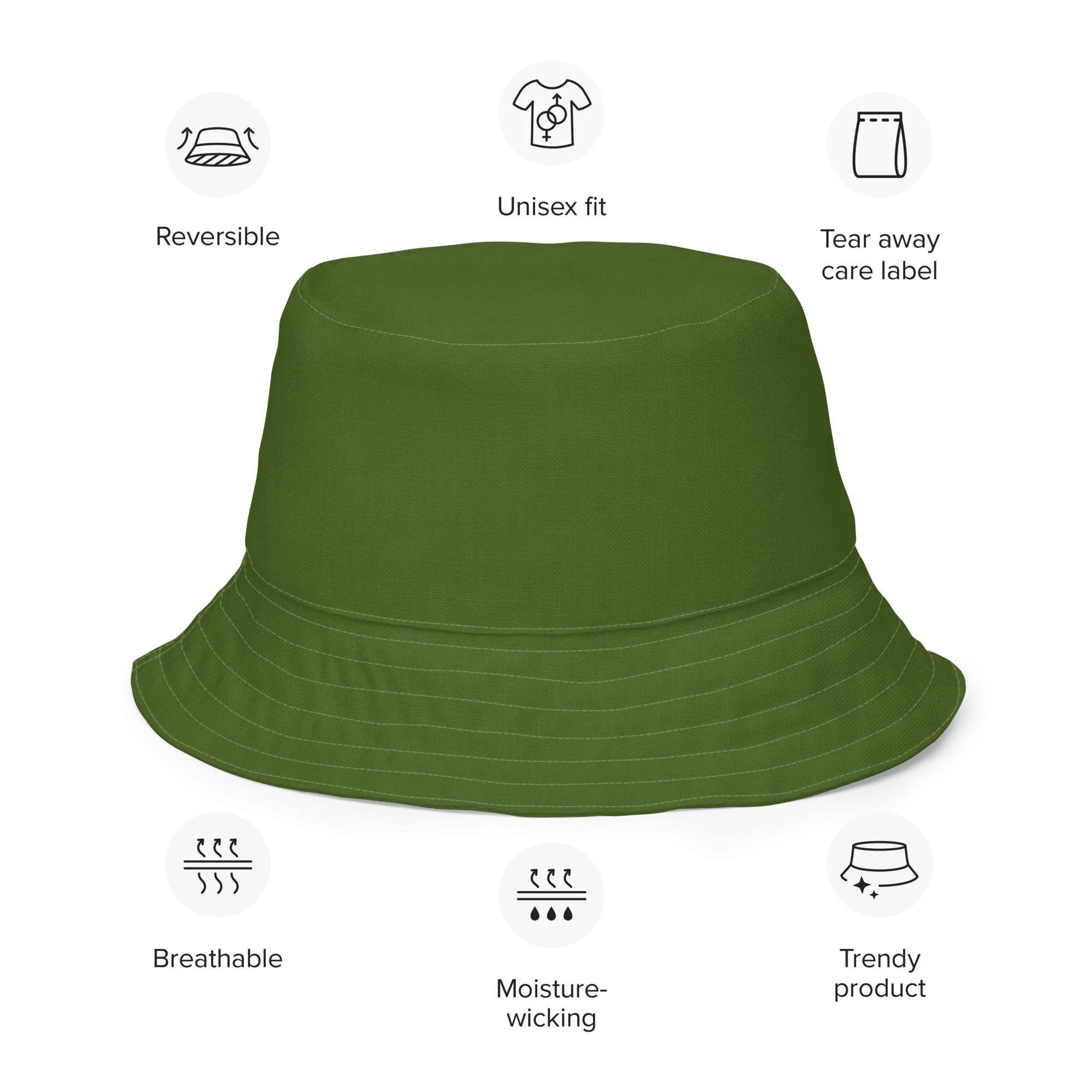 The FLOWER LOVE Collection - "Butterfly Beauty" Design Premium Reversible Bucket Hat - Dark Green Inside - Beach Hat, Gifts for Her