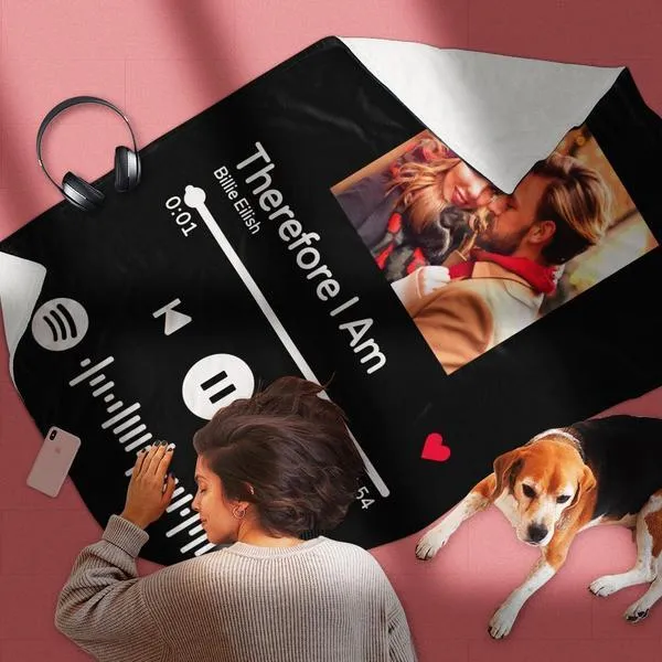 Valentine's Day Gifts Scannable Custom Spotify Blanket Spotify Blanket For Couple