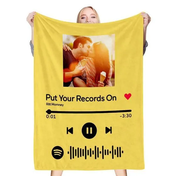 Valentine's Day Gifts Scannable Custom Spotify Blanket Spotify Blanket For Couple