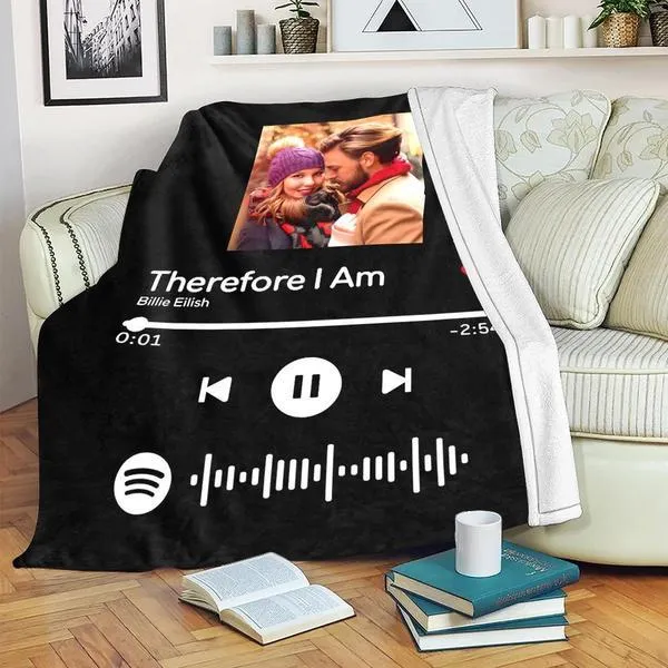 Valentine's Day Gifts Scannable Custom Spotify Blanket Spotify Blanket For Couple