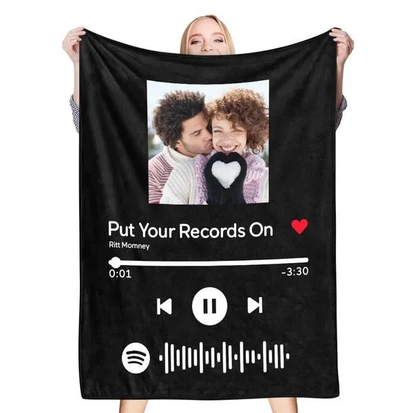 Valentine's Day Gifts Scannable Custom Spotify Blanket Spotify Blanket For Couple