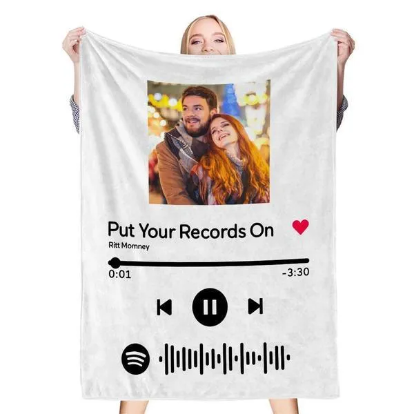 Valentine's Day Gifts Scannable Custom Spotify Blanket Spotify Blanket For Couple