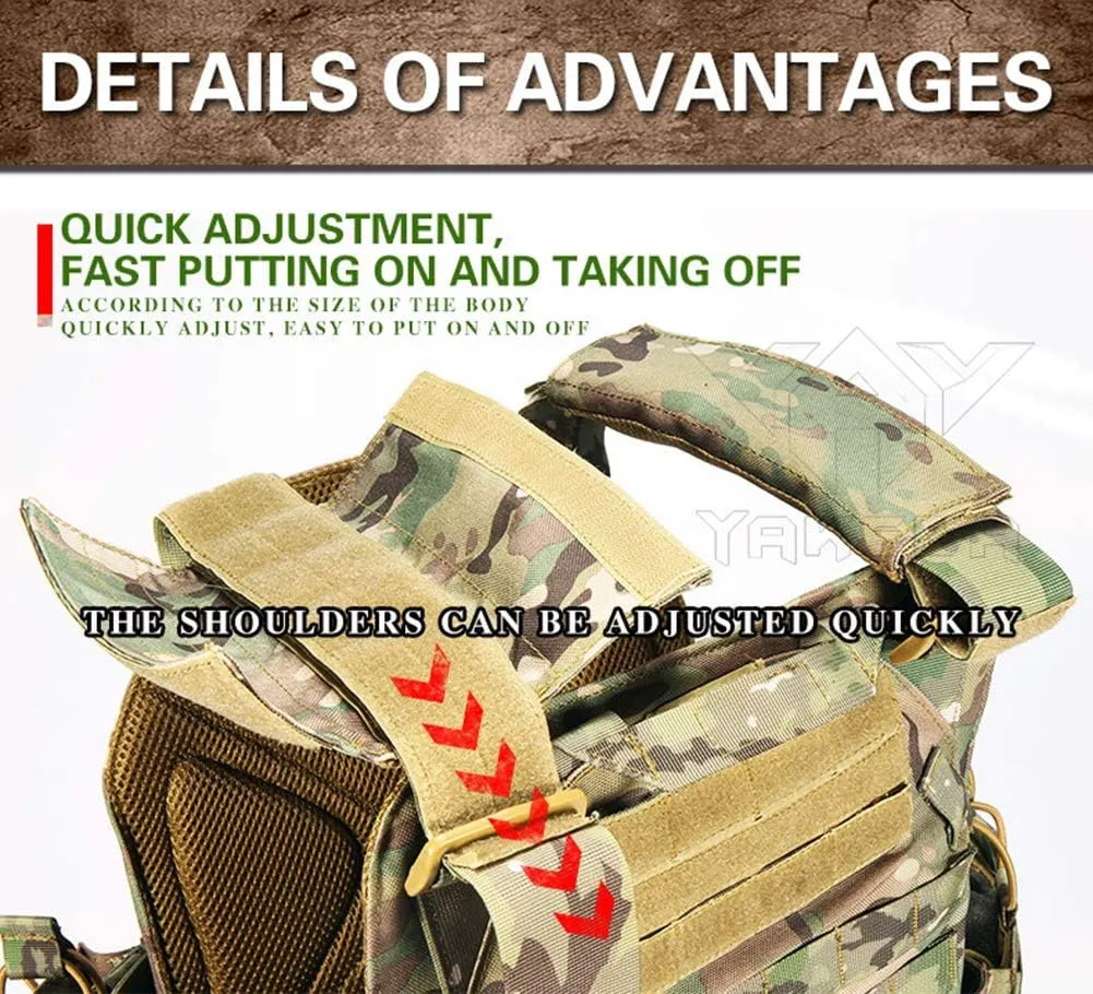 vAv YAKEDA Tactical Vest for Men Quick Release Outdoor Airsoft Vest Adjustable for Adults