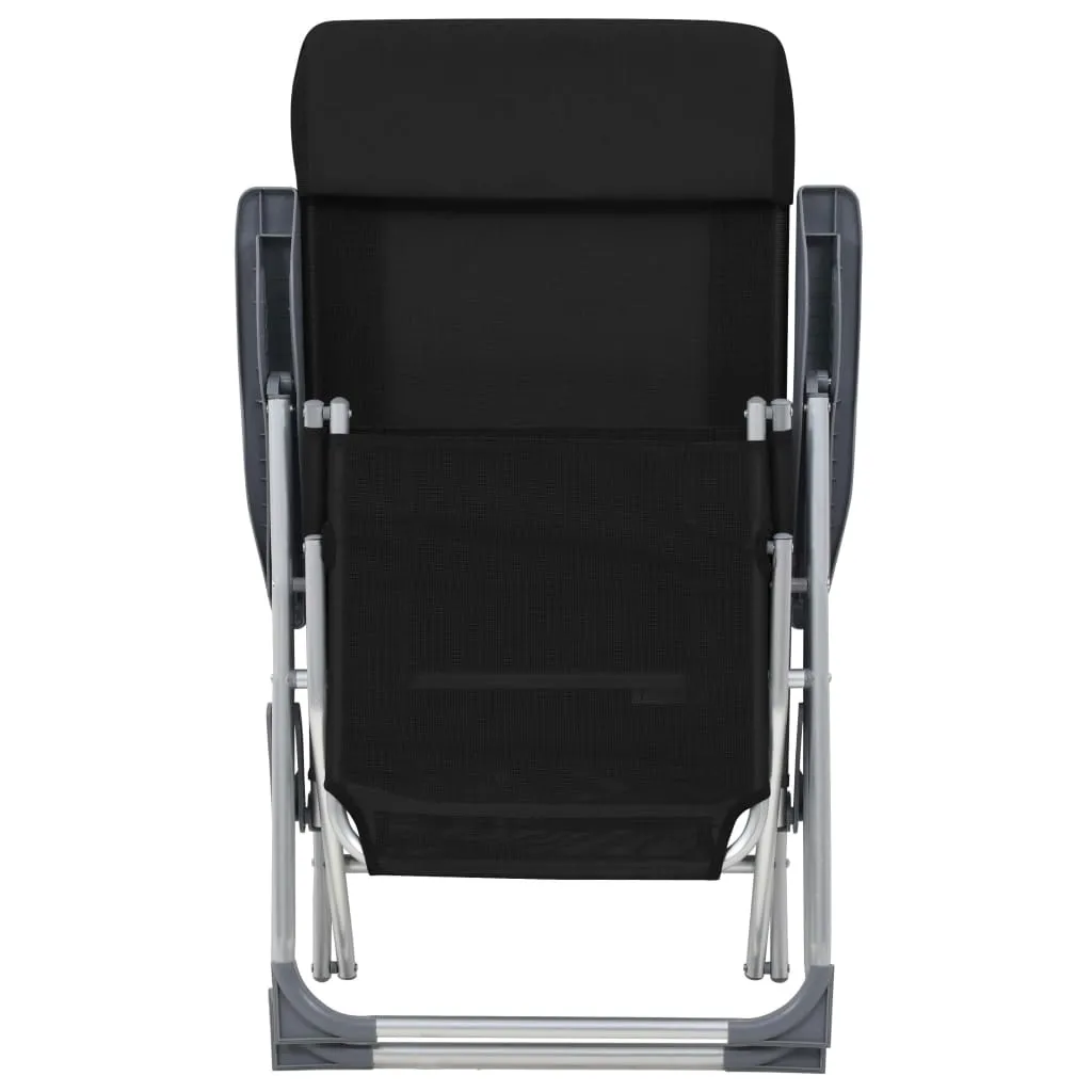vidaXL Folding Camping Chairs with Footrests 2 pcs Black Textilene