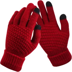 Womens Mens Winter Gloves Winter Gloves Thermal Warm Fleece Knit Gloves Touch Screen Gloves for Cold Weather Touch Screen Wool Lined Windproof Warm Suede Fashion Dress Gloves Mittens